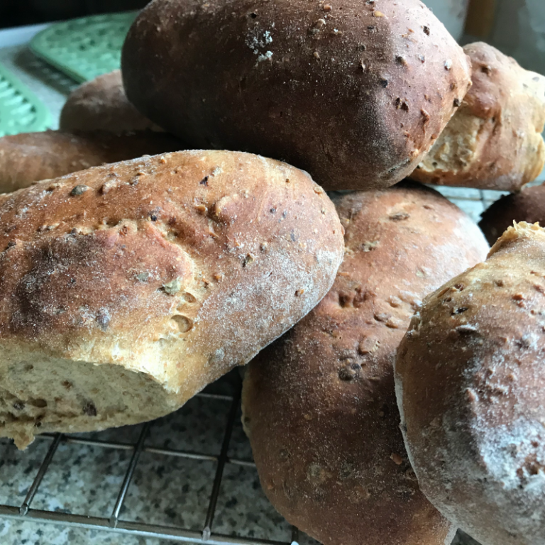 Soft seeded malted walnut rolls